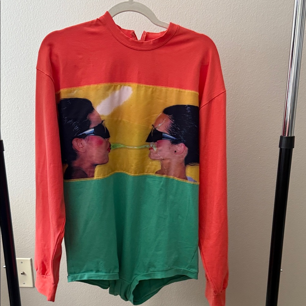 Adam Selman Graphic Colorblock Long Sleeve Bodysuit – Size M